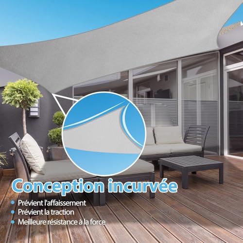 CIXMUS 4 x 4 m Waterproof & Anti-UV Sun Shade Sail Awning 420D Oxford Fabric Thick Weather Resistant for Garden and Patio
