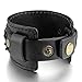 INBLUE Men's Alloy Genuine Leather Bracelet Bangle Cuff Black