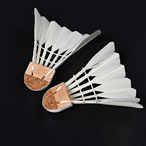 WHIZZ Badminton Shuttlecocks,12-Pack Goose Feather Badminton Birdies Balls with Great Stability and Durability for Indoor/Outdoor Sport Training Games ,White
