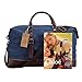 Ulgoo Travel Duffel Bag Canvas Bag PU Leather Weekend Bag Overnight (Deep Blue)