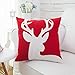 Red Embroidery Christmas Pillow Covers Set of 4, BLUETTEK Snowman, Christmas Deer, Snowflake, Merry Christmas Decorative Throw Pillow Case Cushion Covers 18 X 18 Inch for Bed Sofa