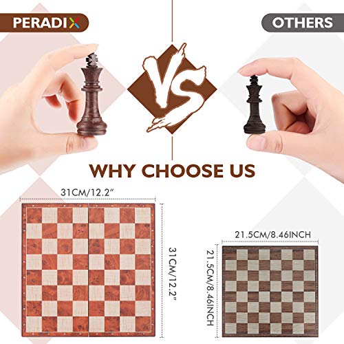 Peradix Chess Checkers Set 2 in 1, Magnetic Chess Pieces with 3 Storage Bags, Portable Travel Folding Board Game, Big Size, Educational Learning Toys for Kids Adults, Birthday