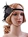 Vijiv Vintage Black Feather Silver 20s Headpiece 1920s Flapper Headband