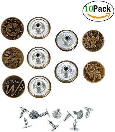 20mm 5Style 10Sets/ Bronze Fashion Metal Jeans Button Shank Button for Garment Pants Sewing Clothes Accseeories Handmade