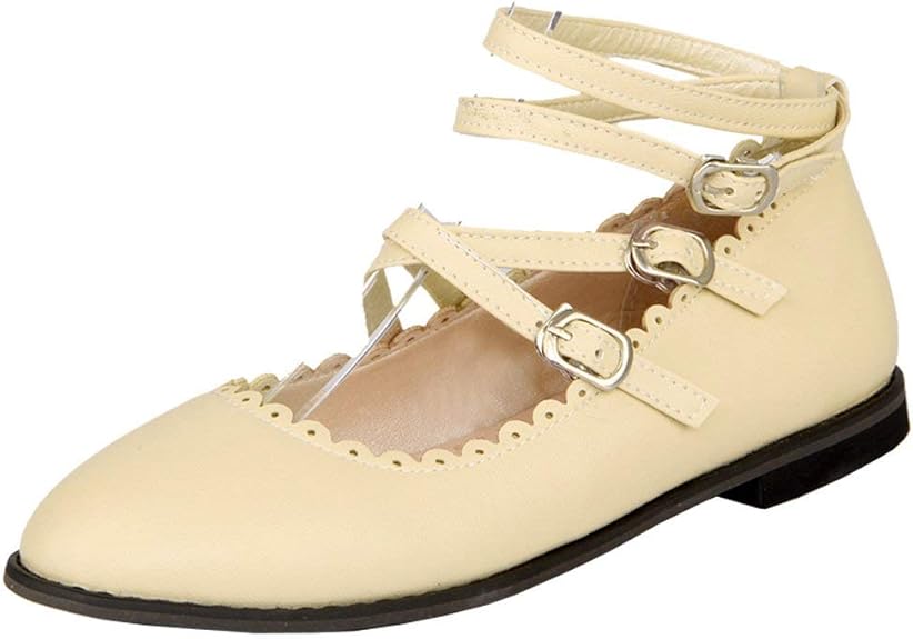 Amazon.com | Agodor Women's Mary Jane Ballet Flats with Ankle Strap Round Toe Ballerina Shoes 