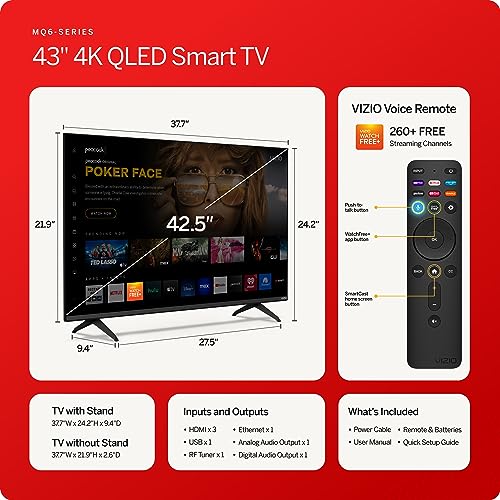 VIZIO 43inch MQ6 Series 4K QLED HDR Smart TV w/Dolby Vision, WiFi 6E