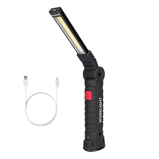 Amazon LED ワークライト 作業灯 折り畳み式 マグネット付 先端LED付 USB充電式 強力 明るさ 夜間作業 作業灯