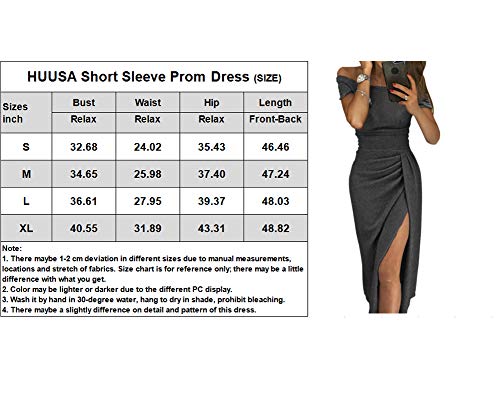 HUUSA Sexy Prom Cocktail Sequin Dresses Party for Womens Formal Wedding Evening Gowns Metallic Short Sleeve Elegant Dress Small Grey
