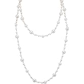 Long Pearl Necklaces for Women,Dainty Gold and Long Pearl Necklaces,Layered Pearls Necklace Statement Sweater Strand Chain Jewelry for Vintage Wedding Party Costume Jewelry Gifts