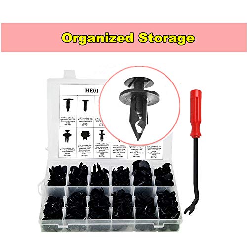 240PCS Bumper Retainer Clips Car Plastic Rivets Fasteners Push Retainer Kit Most Popular Sizes Auto Push Pin Rivets Set -Door Trim Panel Fender Clips for GM Ford Toyota Honda Chrysler