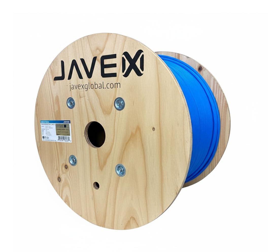 JAVEX 23AWG CAT6 FTP [CMR, UL-LP for PoE++] in-Wall Rated Bare Copper 550MHz, ETL Listed, Overall-Shielded Ethernet Cable, 305M, Blue