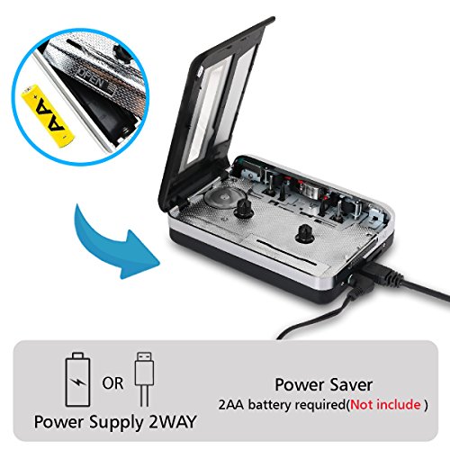 Wikoo-Cassette-Tape-to-MP3-CD-converter-via-USB-Portable-USB-Cassette-Tape-Player-Walkman-Captures-MP3-Audio-Music-Compatible-with-Laptops-and-PC-Convert-Tape-Cassettes-to-MP3-Format-Silver