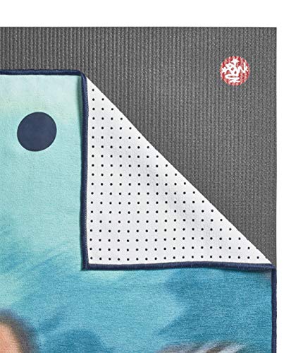 Yogitoes Manduka Yoga Towel for Mat, Non-Slip and Quick Dry for Hot Yoga with Rubber Bottom Grip Dots, 68 Inch Long, Underwater Blur Design, Thin and Lightweight