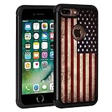 iPhone 7 Plus Case,iPhone 8 Plus Case,Rossy Retro Vintage Old USA American Flag Design Shock-Absorption Hybrid Dual Layer Armor Defender Protective Case Cover for Apple iPhone 7 Plus/iPhone 8 Plus