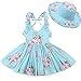 Flofallzique Summer Girls Floral Dress Tea Party Ruffle Sleeves Birthday Toddler Sundress (4,Blue)