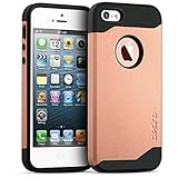 iPhone 5S case, iPhone 5 case, Desiro® [Rose Gold] Dual Shield Shock Absorption Protective Heavy Duty Hybrid Case Cover for Apple iPhone 5 & 5S