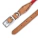 Mile High Life | Premium Cotton Rope Dog Collar | Stainless Steel Pin Buckle Ring Dog Collar | Genuine Leather Belt Collar | for Medium Dog Large Dogs(Red Small Neck 11″-14″ -20 lb)thumb 3