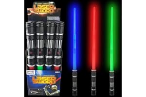 LIBERTY IMPORTS 12 Pack LED Light Up Sabers Set - Motion Sensitive Retractable Swords with FX Sound Effects for Kids Party Supplies, Bulk Party Favors and Cosplay