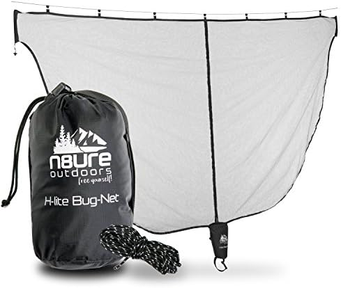 HAMMOCK BUG NET MOSQUITO SCREEN FLY for CAMPING HIKING OUTDOORS Large Universal Black Breathable Mesh Repels No-See-Ums Insects Includes Ridge Line Waterproof Stuff Sack FAST SET UP Jungle Survival