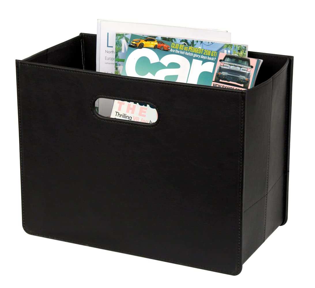 HofferRuffer Leather Magazine Holder Magazine Rack Newspaper Rack Black for the living room