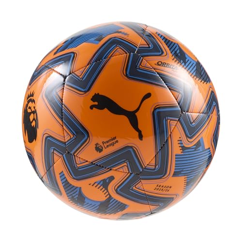 Puma Unisex Orbita Play Premier League Machine Stitched Soccer Ball, Orange Glo-Racing Blue- Black AH25, 5 Puma Orbita Play Pl Brilliance at Amazon