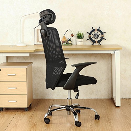 YAMASORO Office Mesh Task Chair Mid Back Swivel Computer Desk Chairs with Backrest,Armrest and Adjustable Seat Height for Home Office Conference Room (Black-8102)