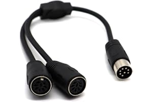 LOKEKE 8 Pin DIN MIDI Splitter Cable, 8 Pin DIN DIMI Male to 2 Din 8 Pin Female Y Cable Cord Wire Audio Socket Compatible with Bang Olufsen PowerLink MK2(8Pin to 8Pin)