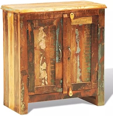 Reclaimed Wood Cabinet With Two Doors Vintage Antique Style Storage Handmade Amazon Co Uk Kitchen Home