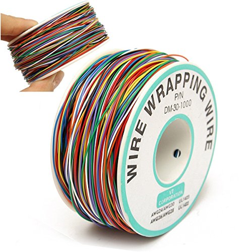 HuaHuiYuan Colored Insulation Cable B-30-1000 250M 30 AWG 8-Wire Test Wrapping Wire, Tinned Copper Solid Cable