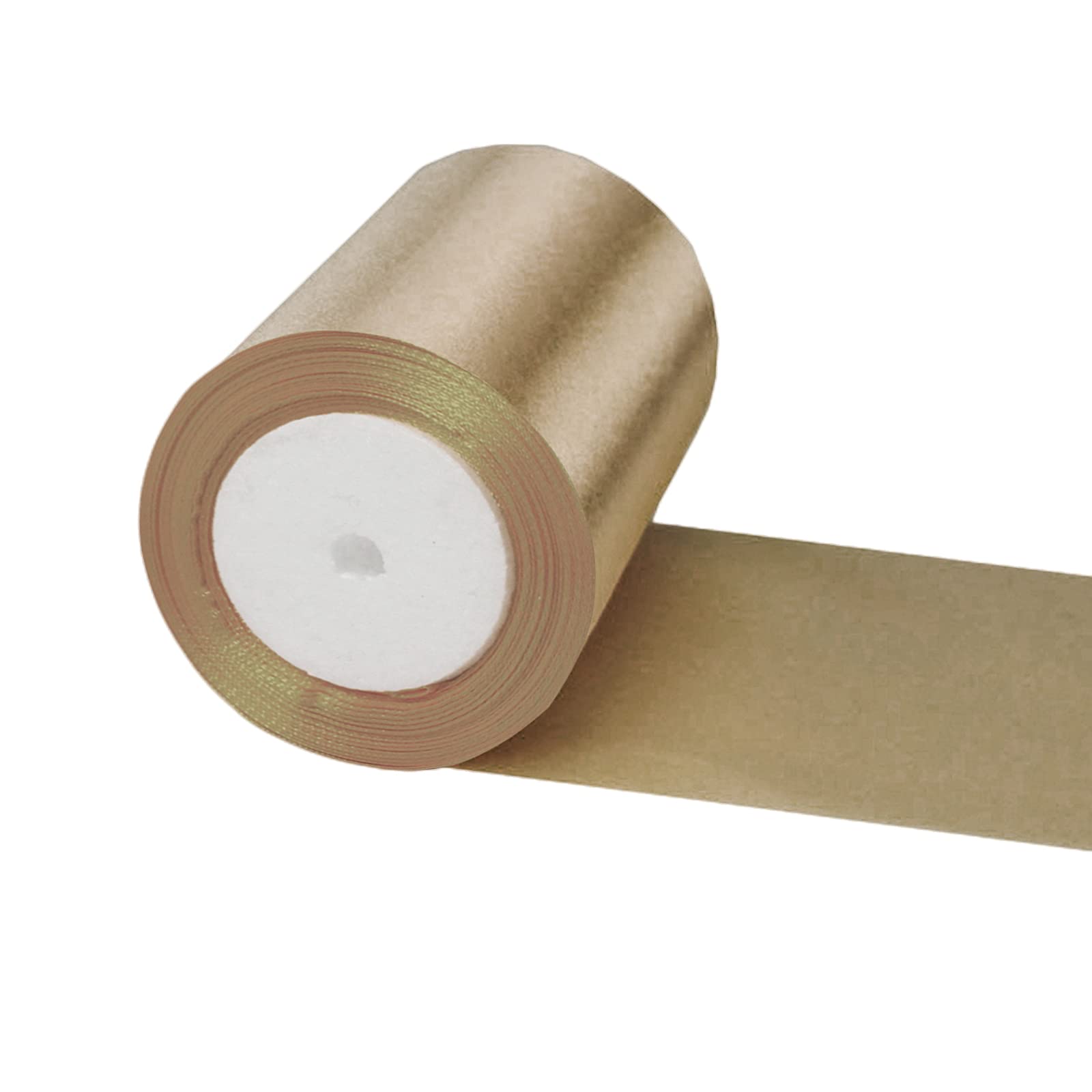 POPOYU Wide Thick Champagne Gold Ribbon 10CM for Gift Wrapping,23M 4Inch Big Satin Xmas Large Bow Car Christmas Crafting,Bouquets,Wedding Car,Presents,Cake Decorations