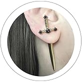 Gothic Sword Earrings for Women Men Cool Cross Earrings,Hiphop Dagger Sword Stud Earrings,Unique Retro Gothic Long Sword Hook Earrings Vintage Silver Punk Style Sword Dangle Drop Earrings Holiday Costumes Jewelry