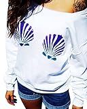 Ybenlow Women's Long Sleeve Chic Mermaid Shells Slouchy Pullover Sweatshirt Tops