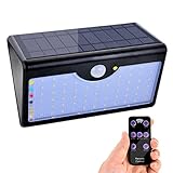 Solar Motion Sensor Lights Security Lights with Remote Control 60 LED Wireless Waterproof Outdoor Wall Lights with 120 Degree Wide Angle for Garden Patio Pathway Yard Driveway