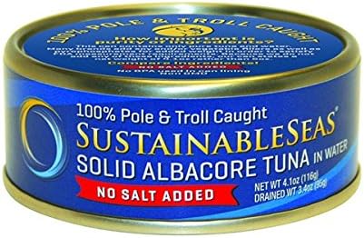 Sustainable Seas, Solid Albacore Tuna in Water, No Salt Added, 4.1 Ounce (Pack of 12)