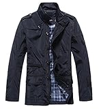 JYG Men's Casual Field Jacket Lightweight Windproof Windbreaker (US X-Small(Asia L), Black)