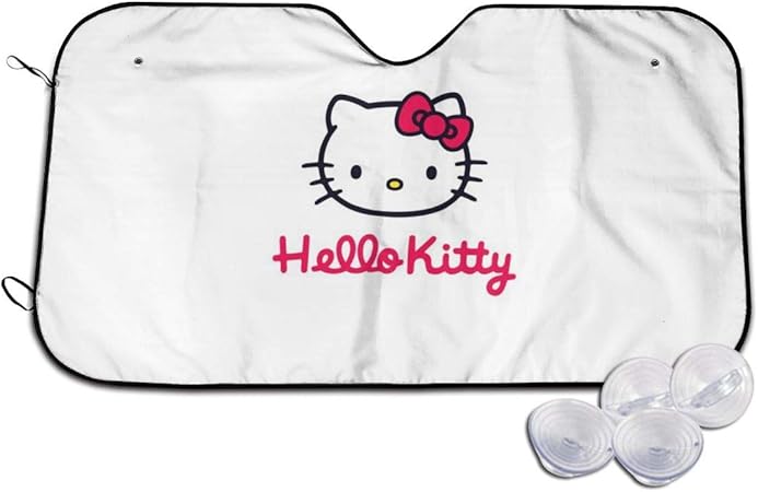 Amazon ハローキティの白い壁紙 車用 サンシェード 車 フロント 遮光 断熱 簡単取り付け 丈夫で長持ち 自動車内部の老化防止 フロントガラス用 車 バイク 車 バイク