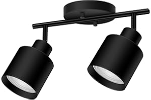 BoostArea 2-Light Led Track Lighting,Black Ceiling Lighting Fixtures,Wall Sconces Ceiling Spotlight with Foldable Light Arms for Kitchen, Closet, Bedroom,GU10 Socket, Bulbs Not Included