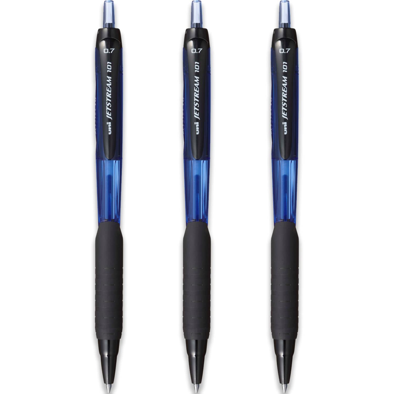 uni-ball Jetstream SXN-101-7N Retractable Rollerball Pens - 0.7mm Nib Tip - Blue Ink - Pack of 3