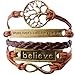 Nurbo Handmade Weave PU Leather Wrist Band Adjustable Multilayer Bracelet Wristband