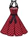 DRESSTELLS Women 50s Dress Vintage Cocktail Halter Dresses 1950s Rockabilly Audrey Hepburn Dress for Prom Bridesmaid Party Homecoming Red Black Dot L