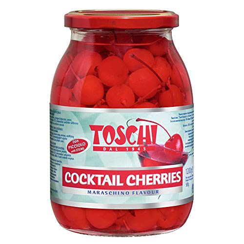 1200 g Cocktail-Kirschen mit Stiel aus Sirup, rote Kirsche für Long Drinks für Eisbecher und Süßigkeiten Ice Cream