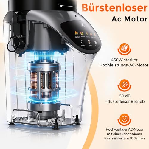 Kutixth Juicer 450 W Slow Juicer with 156 mm Feeding Slide | 3L capacity, cold press, high juice yield, BPA-free, for whole vegetables and fruit