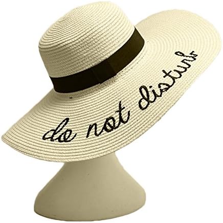 LIXYIT Womens Embroidery Large Brim Floppy Foldable Summer Sun Hat Straw Beach Hat