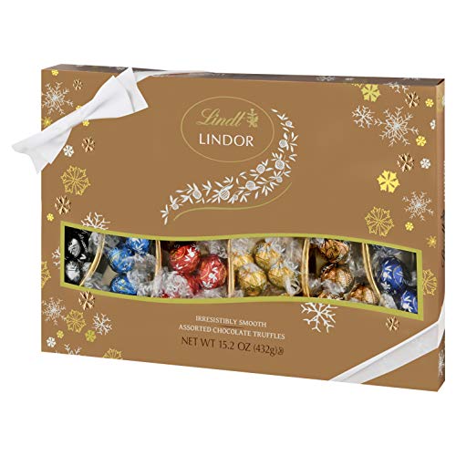 Lindt LINDOR Holiday Deluxe Assorted Chocolate Truffles Gift Box, 15.2
