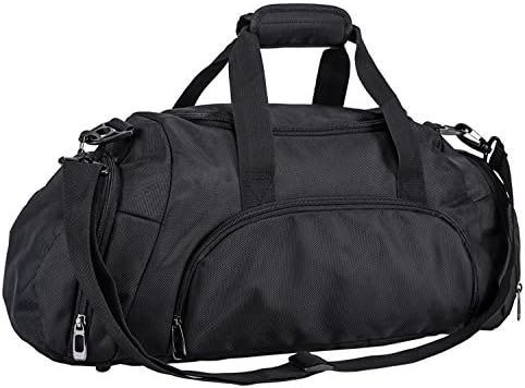 Gym Bag Duffel Bag for Women and Men with Shoes Compartment, Black