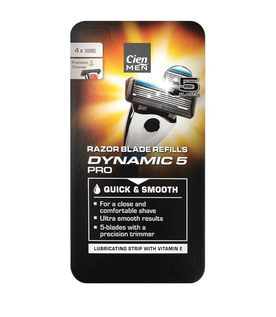 Lidl Cien Men - Dynamic 5 Pro Razor | 1 Handle + 1 Refill | Lubricating Strip with Vitamin E