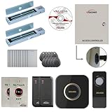 Visionis FPC-6133 Two Door Access Control for Outswing Door 600lbs MagLock Time Attendance TCP/IP Wiegand Controller, Black Card Reader, 10,000 Users Software Included