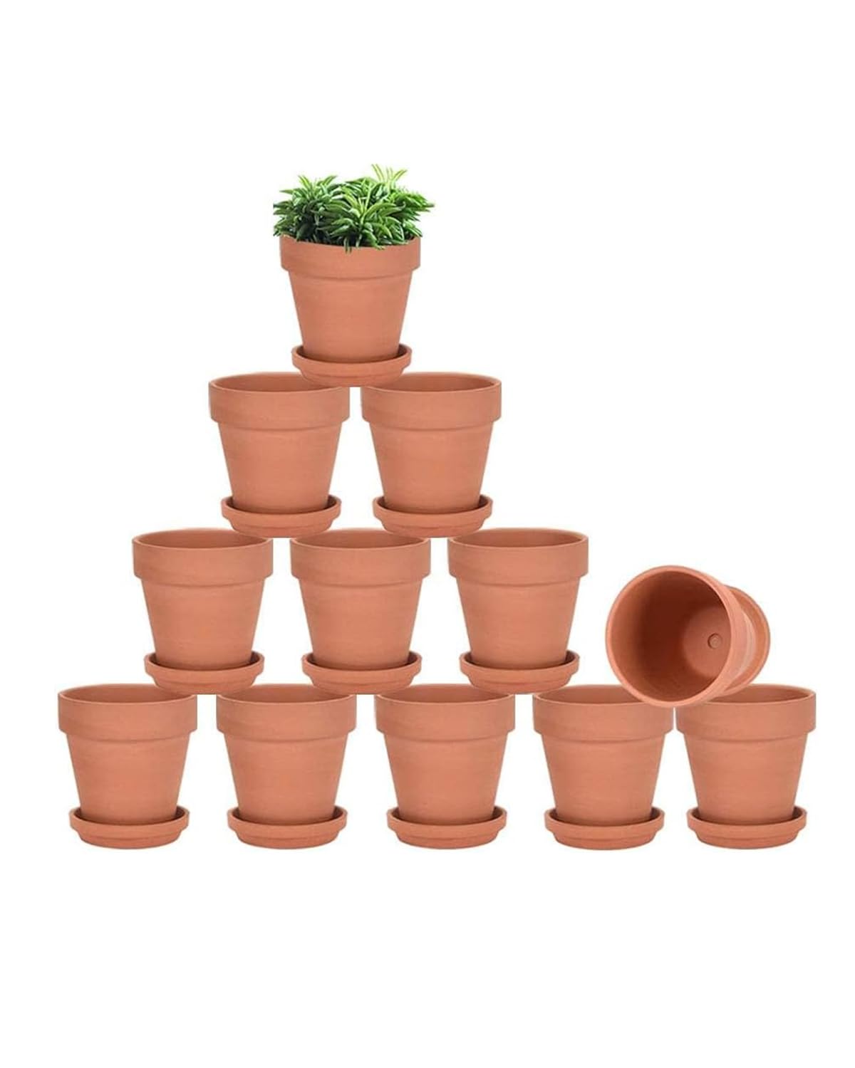 vensovo Terracotta Pots with Saucer - 12 Pack 7.6CM Clay Pot Ceramic Pottery Planter Cactus Flower Pots Succulent Pot Drainage Hole, Great for Plants, Crafts, Wedding Favor