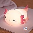 Cute Axolotl Night Light for Kids Bedroom, Animal Silicone Nursery Night Lamp Touch Control Nightlights USB Rechargeable Bedside Lamp for Baby Children Toddlers Girls Gift (pink Axolotl 1)