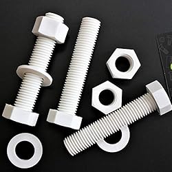5x White Hexagon Head Screws Polypropylene